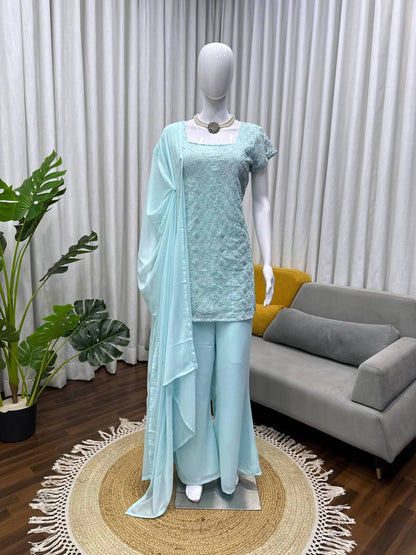 Trending Top with Bootcut Pant and Dupatta