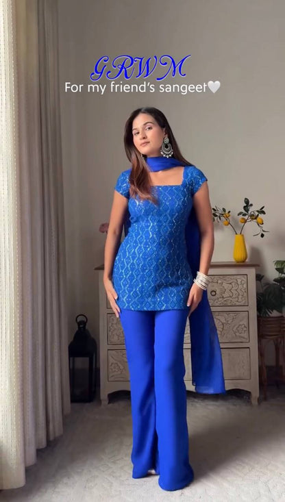 Trending Top with Bootcut Pant and Dupatta