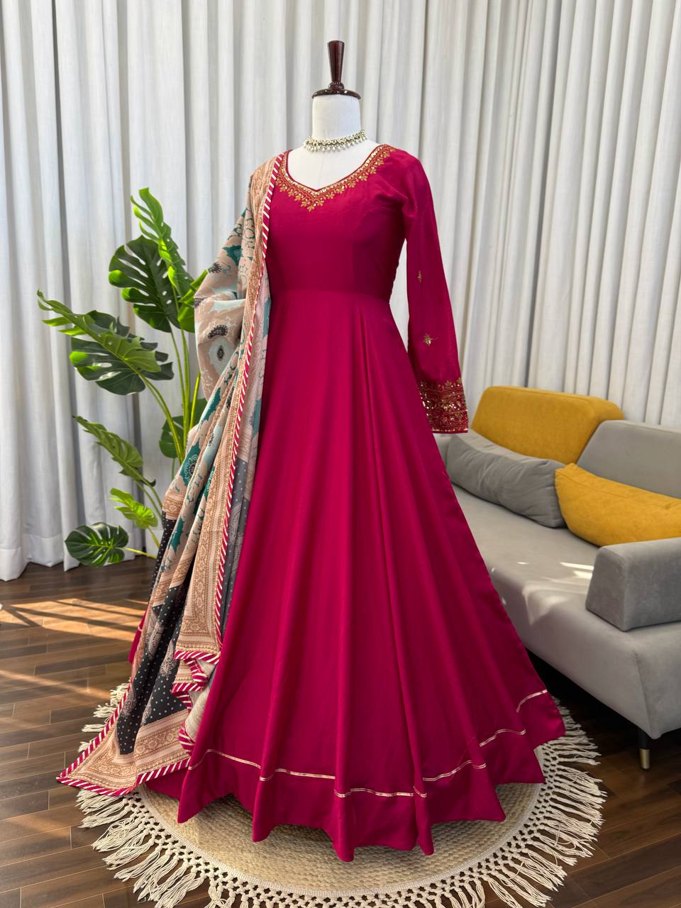 Chinon Anarkali Suit Thread with Sequence work