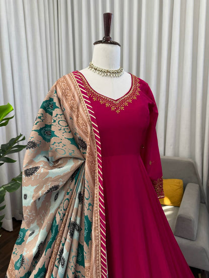 Chinon Anarkali Suit Thread with Sequence work