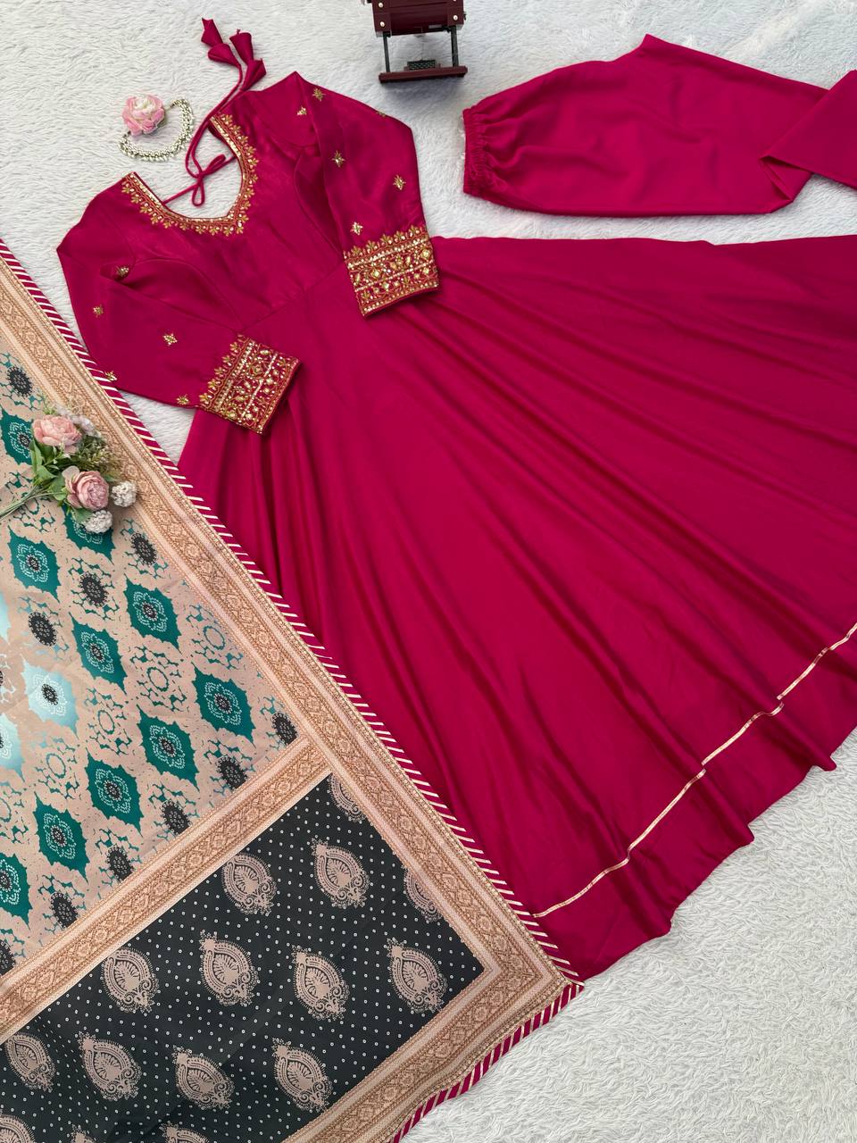Chinon Anarkali Suit Thread with Sequence work