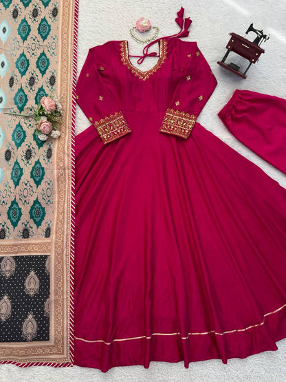 Chinon Anarkali Suit Thread with Sequence work