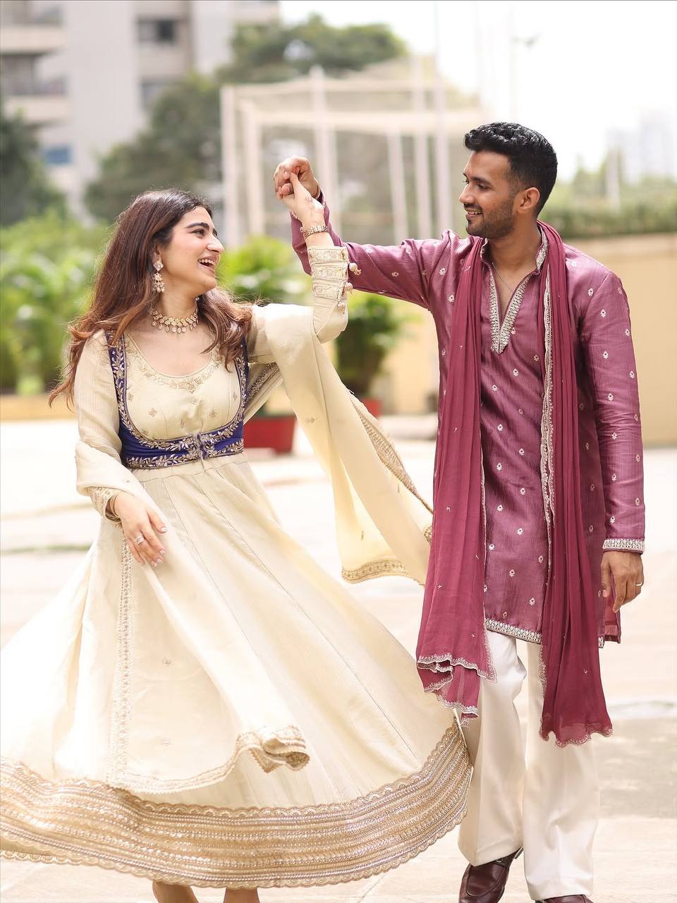 Anarkali Suit with Koti Pant and Dupatta