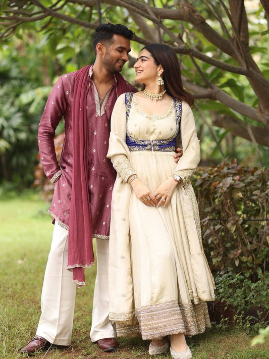 Anarkali Suit with Koti Pant and Dupatta
