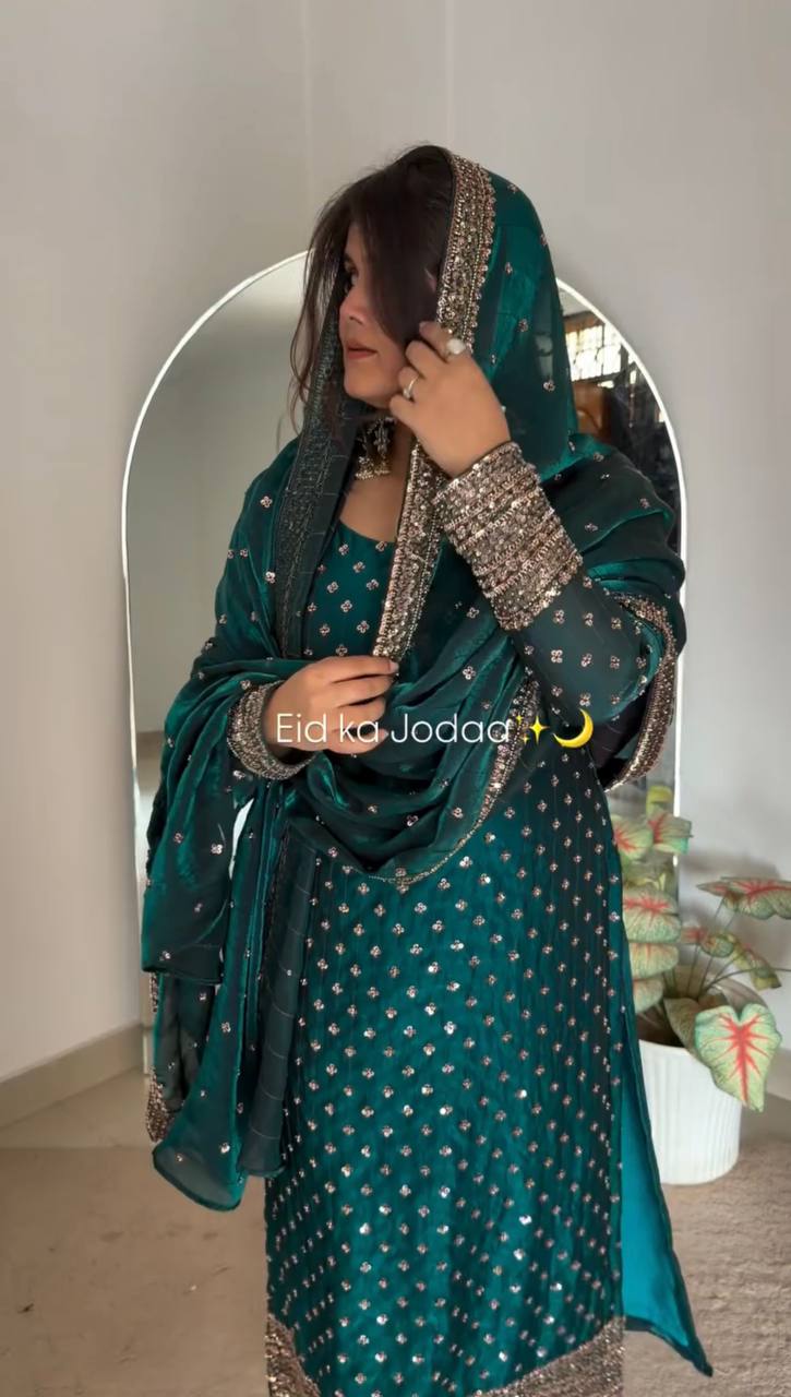 Festive Ready Fancy Silk Thread & Sequence Work Ethnic Set