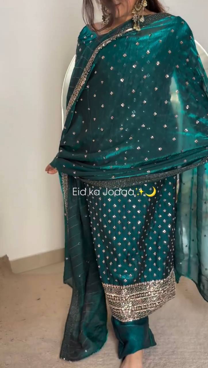 Festive Ready Fancy Silk Thread & Sequence Work Ethnic Set