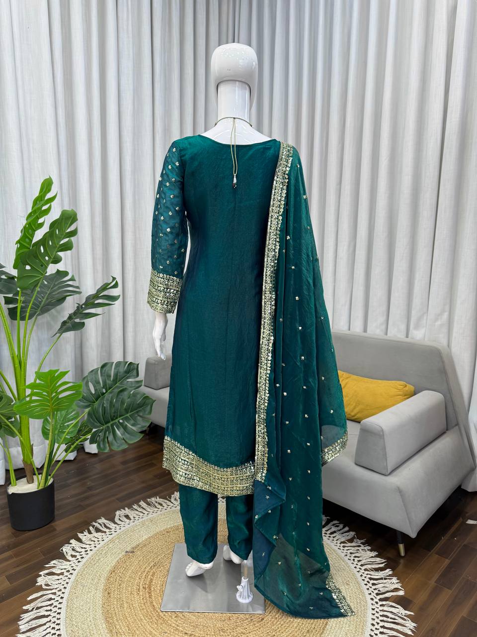 Festive Ready Fancy Silk Thread & Sequence Work Ethnic Set