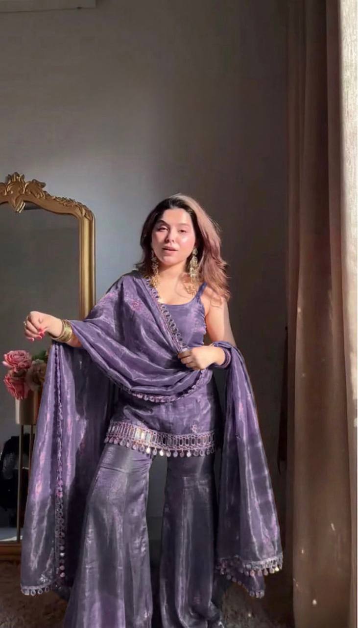Trendy Sky Sharara Suit