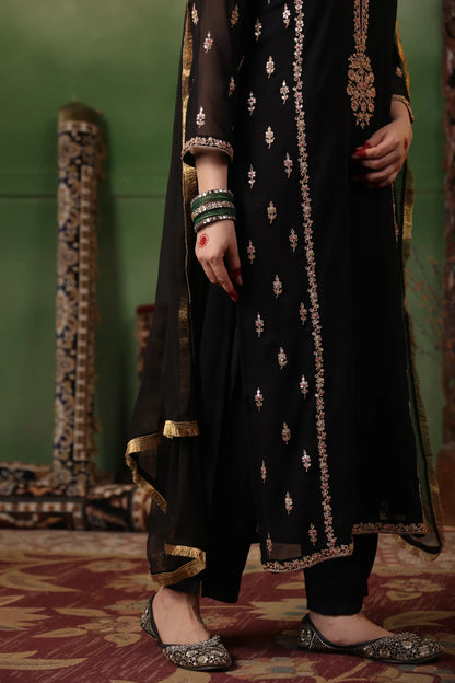 New Launching Black Color Kurti set with Heavy Georgette and Embroidery Work