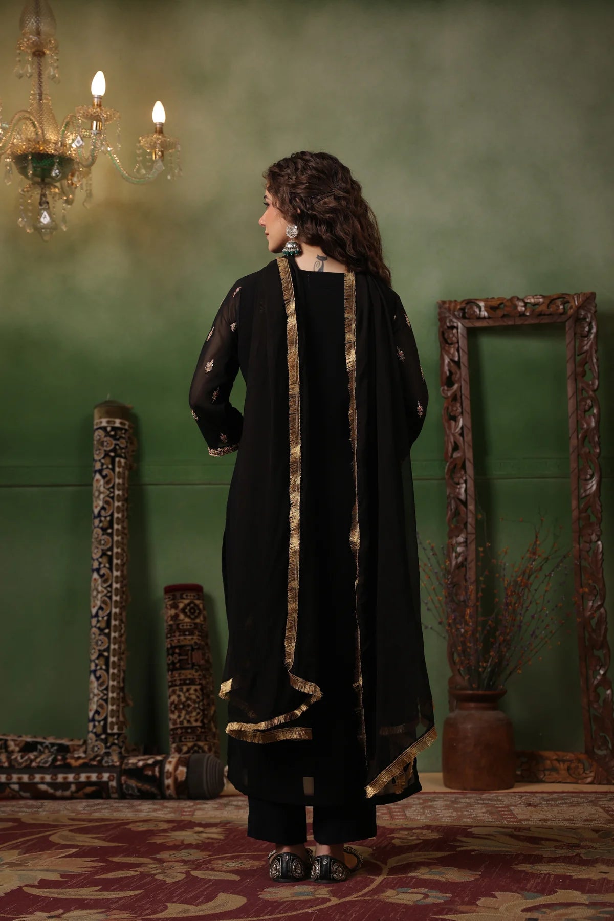 New Launching Black Color Kurti set with Heavy Georgette and Embroidery Work